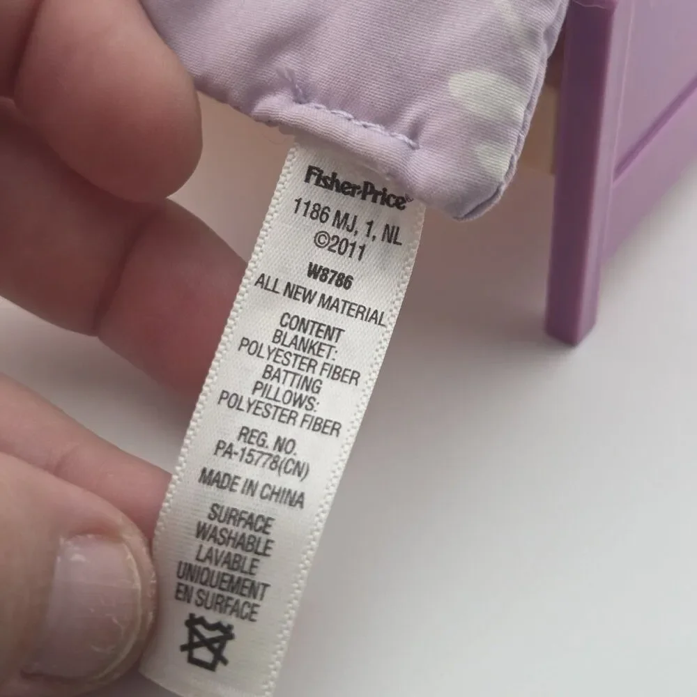 Fisher Price Loving Family Doll Bed Parent Bedroom 2011 Purple Butterfly
